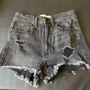 Black denim high rise shirt Abercrombie & Fitch